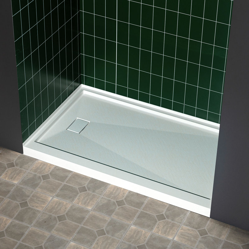 48 po X 36 po Base de bac de douche à surface solide en blanc, installation en alcôve avec options de drain gauche / droite / centrale, antidérapante et anti-moisissure