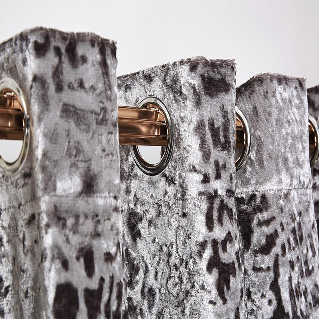 Adelen Velvet Blackout Curtain Pair, Silver, 117cm Width x 183cm Drop