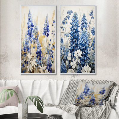 Blue Bonnets Simplicity Meadow - Blue Bonnets Canvas Prints Set Of 2