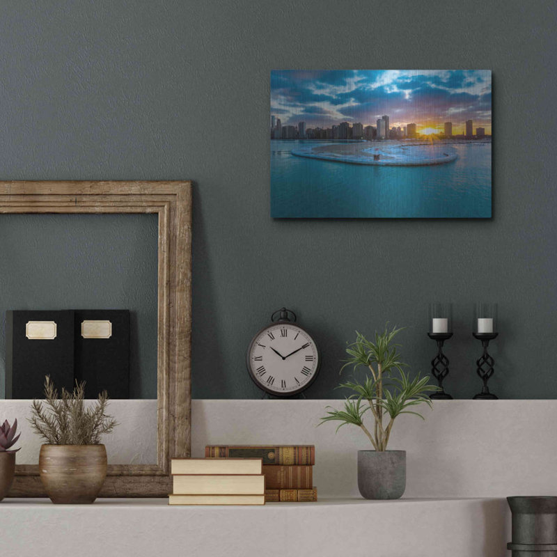 «Chicago from Lake Michigan», art mural en métal, H 12 po x l 16 po