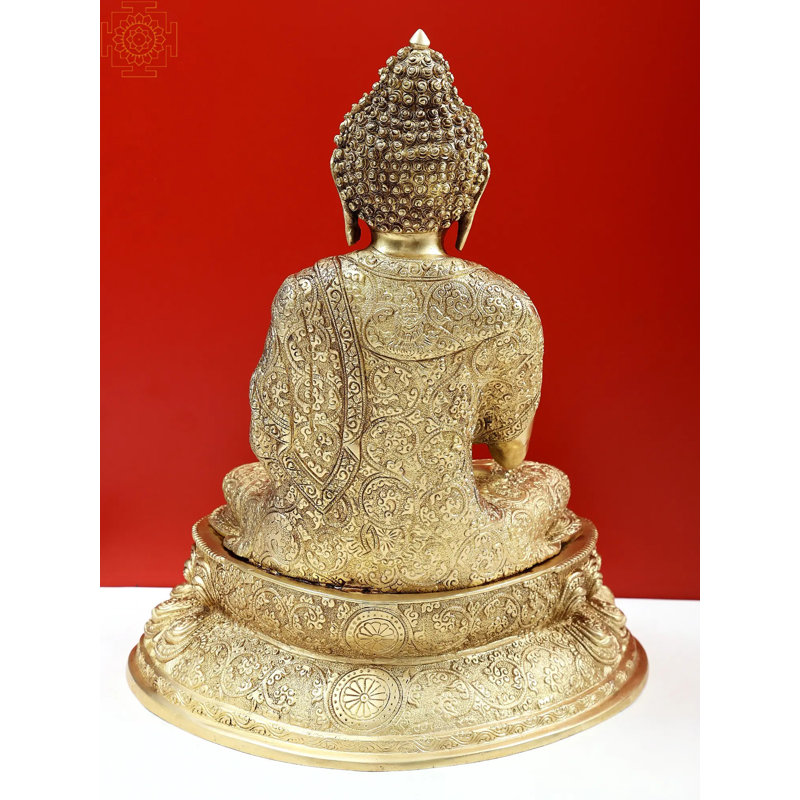 16" Gautam Buddha Preaching His Dharma Brass Statue – Handcrafted Tibetan-Style Meditation Sculpture for Home & Temple Décor