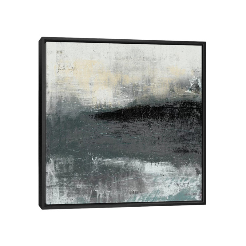 " Pensive Neutrals III " by Karen Suderman, 18" H x 18" W x 1.5" D, Black Framed Canvas, No Mat