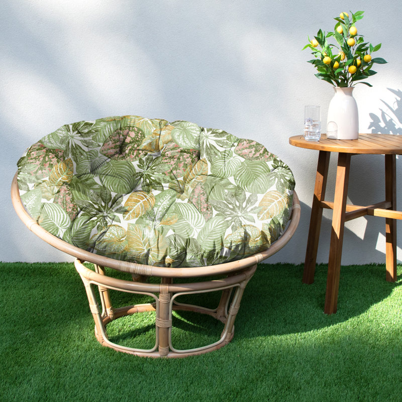 Sunbrella Outdoor 4'' Papasan Seat Cushion, Green Floral