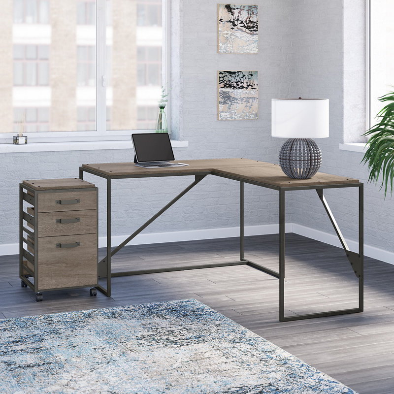 Patankar 3 Piece Computer Desk Office Set, Restored Grey