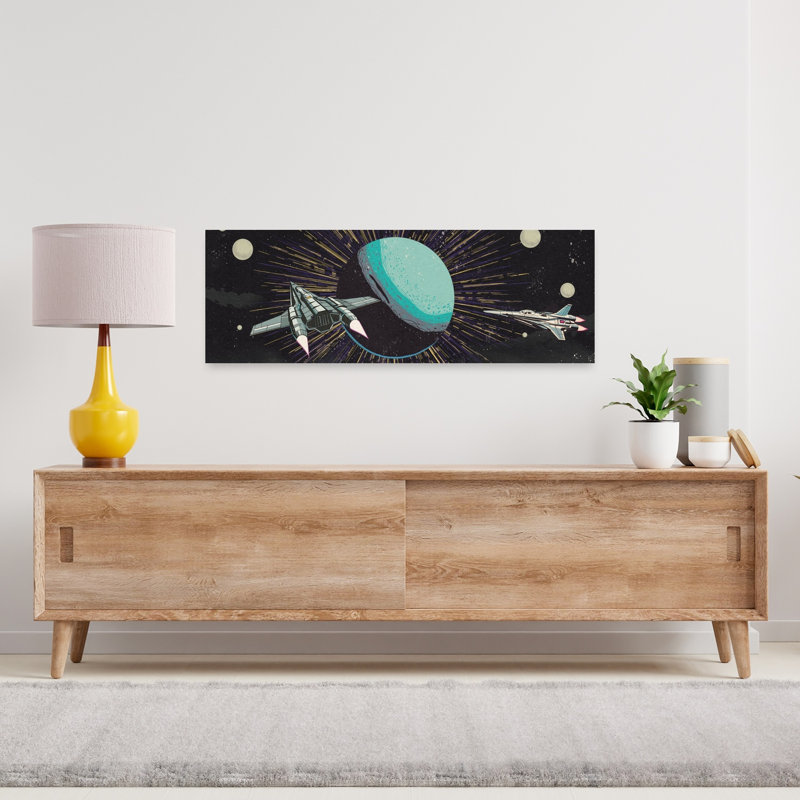 «Retro Space Journey», rétro, paysage abstrait, art mural nature, H 12 po x l 36 po