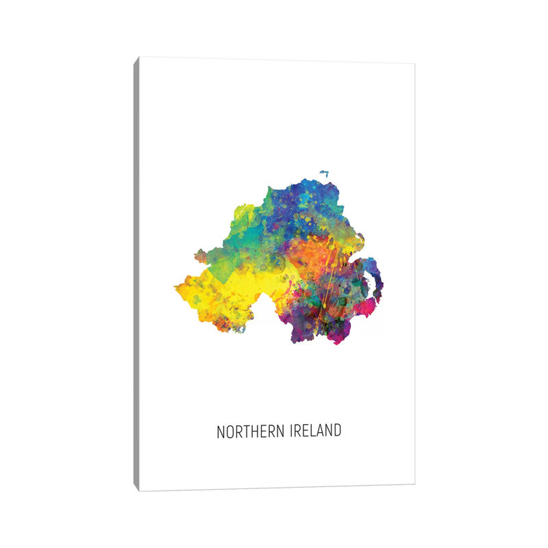 Impression sur toile tendue, "Northern Ireland Map" par Michael Tompsett, H 40 po x l 26 po x P 1,5 po