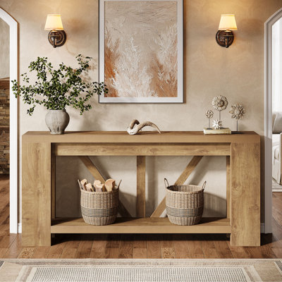 70.9-Inch Wood Console Entryway Table, 2-Tier Long Sofa Table