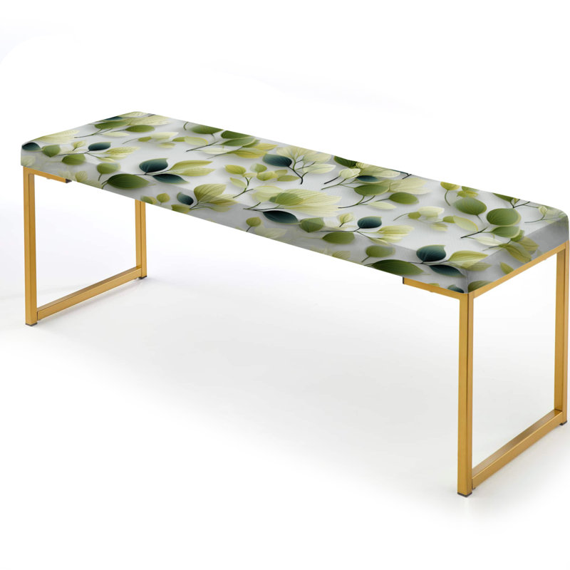 White And Green Wasabi Leaves Plants - Plants Upholstered Gold Bench