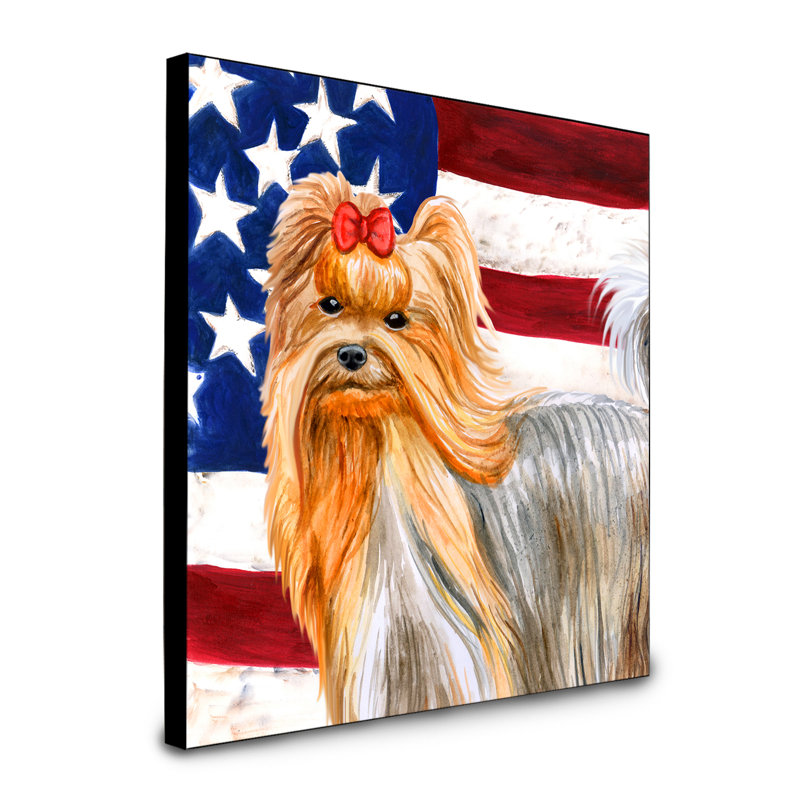 Panneau mural patriotique art Double Down, Yorkshire Terrier