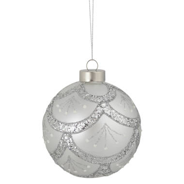 Northlight 3 Silver and White Glitter Drenched Shatterproof Christmas Ball  Ornament