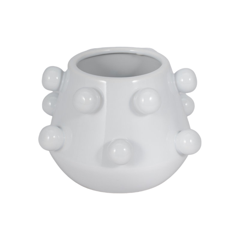 Sagebrook Home 8" White Ceramic Tapered Bubble Planter, Yes, White, 5" H x 8" W x 8" D