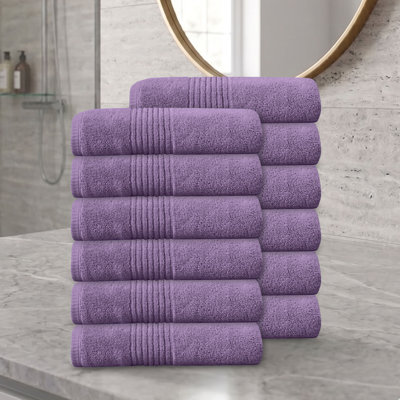 Home Weavers Phoebe 500GSM 100% Cotton Zero Twist Super Absorbent Bath Towel Set, 27"x54" (12)(12 Bath Towels), Purple