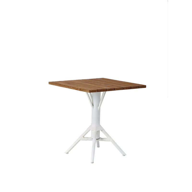 Table de café d'extérieur Nicole - plateau carré en teck de 28 po, Blanc