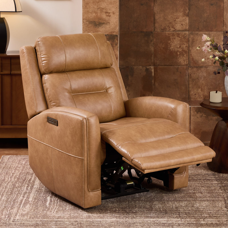 Zero Wall Faux Leather Power Recliner, Camel Faux Leather