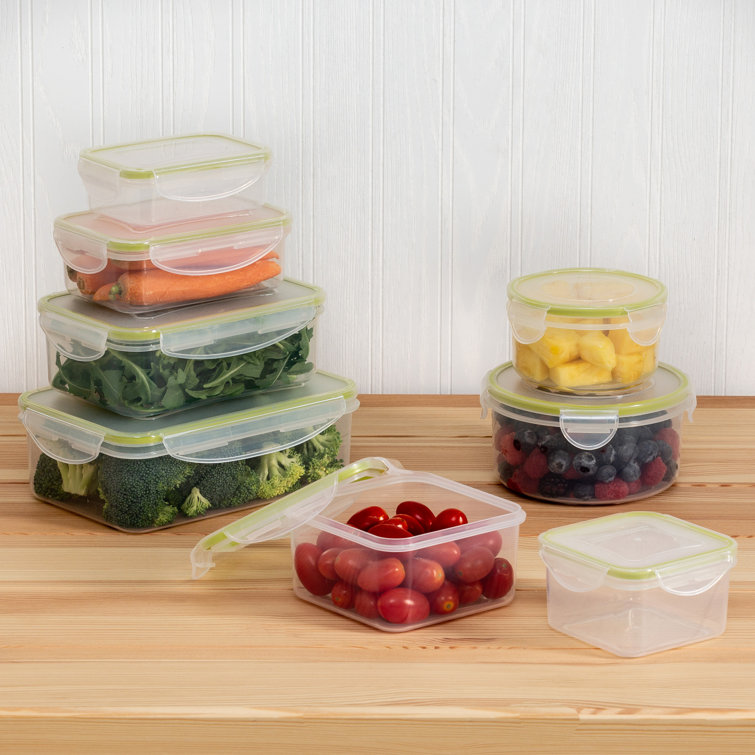 Basics 10-Piece Square Airtight Food Storage Containers for Kitchen Pantry Organization, BPA Free Plastic, Clear