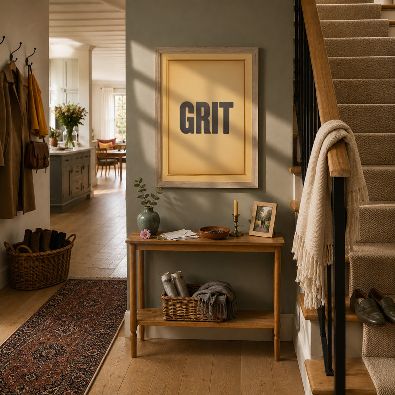 Grit Typography - Framed Print, A1 - 84.1 x 59.4 cm, Oak