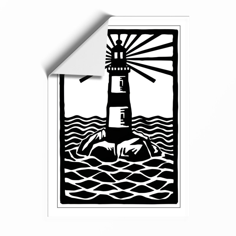 Lighthouse Beacon Graphic - Framed Print, A3 - 42.0 x 29.7 cm, Unframed