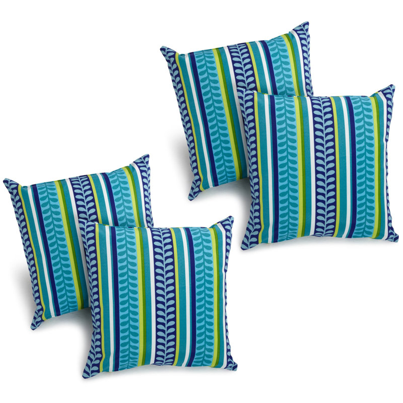 Pike Azure Square Polyester Outdoor Throw Pillows Set