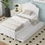 Lit plateforme simple en bois avec tête de lit, pied de lit et lit gigogne pour un sommeil confortable et peu encombrant-338034933