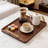 Bamboo Serving Tray With Gold Handles - Large Decorative Food Tray For Breakfast In Bed, Coffee Table, Dinner Party, Bar, Kitchen And Bedroom Organization