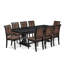 Cet ensemble de table de salle à manger moderne 9 pièces comprend une table de salle à manger et 8 chaises de salle à manger en tissu de polyester texturé brun avec dossier haut - fini noir sablé-240995837-260070354-260070355