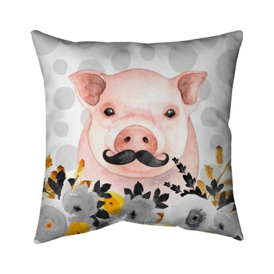 Little disguised pig - 20"x20" Outdoors Throw pillow - Spun poly - Print on demand