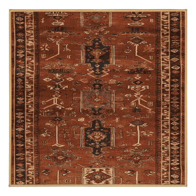 Tapis brun turc lavable à la machine