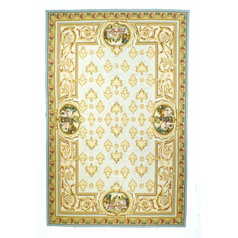 Wool Floral Area Rug in Multi Color