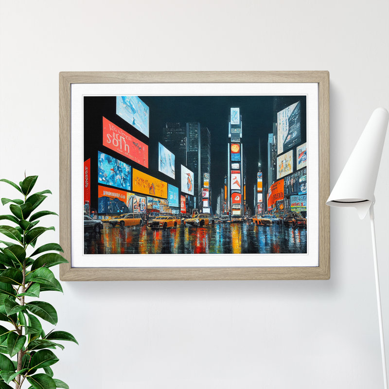 Times Square Vol.5 - Single Picture Frame Print, 34cm H x 46cm W x 2cm D, Oak Framed
