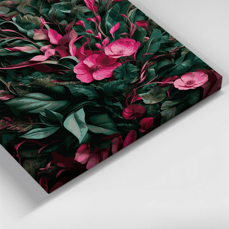 «Abstract Florals 40», art mural sur toile verte, H 14 po x l 11 po