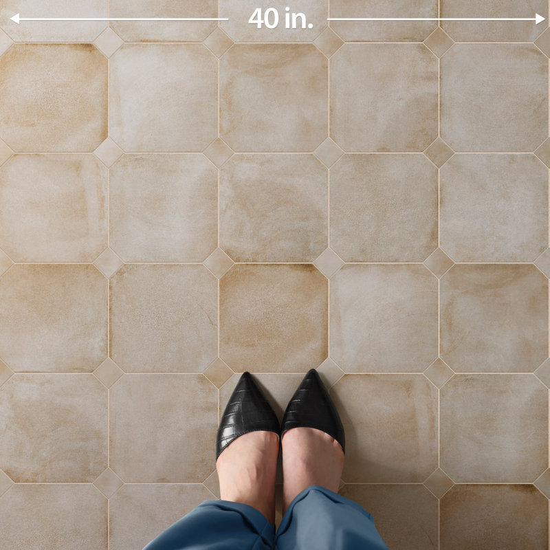 Laverton Octagon W/Taco 7-7/8 In. X 7-7/8 In. Porcelain Floor And Wall Tile, Beige
