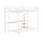 Lit superposé double au-dessus d'un poste de travail double en métal blanc mat, avec un revêtement en filet et des barrières de sécurité pour un sommeil surélevé en toute sécurité, un bureau large, un emplacement flexible à deux échelles, des surfaces en bois d'ingénierie