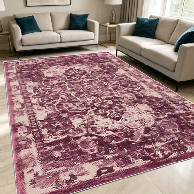 1PC Vintage Distressed Bohemian Medallion Floral area rugs for Living Room, Soft and Comfortable, Suitable for all seasons, easy-to-maintain, machine washable, suitable for dining room, bedroom, entryway, kitchen, patio, Home Decor, Outdoor Decor.