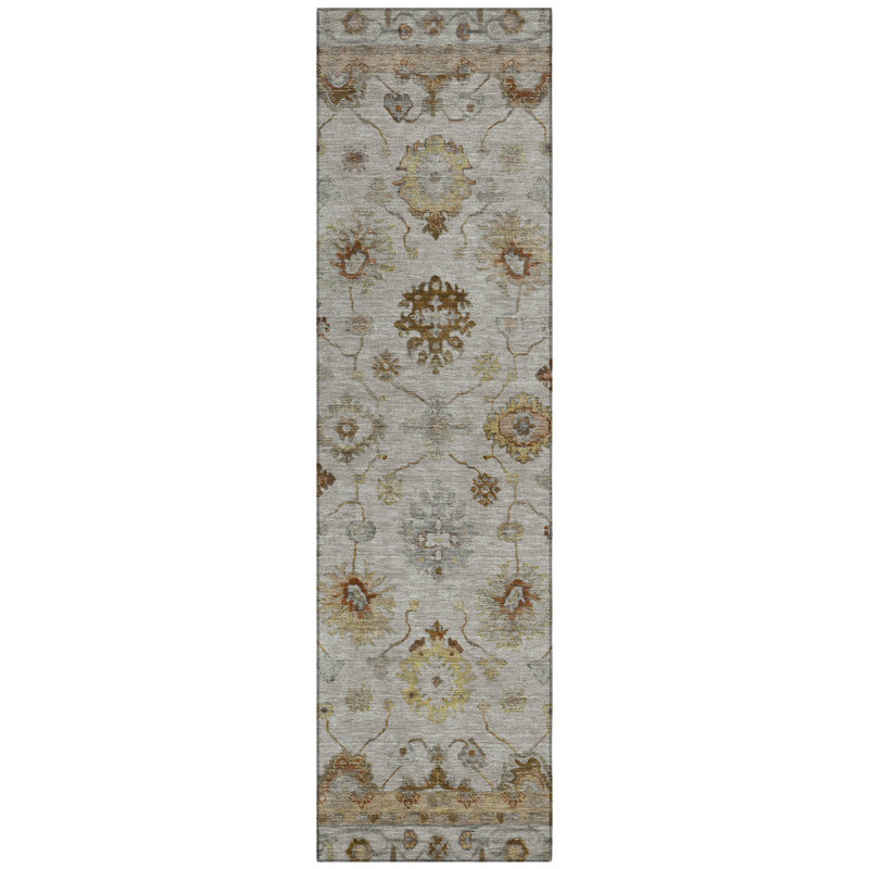 Machine Washable Indoor/Outdoor Xhevrie Taupe Rug, Runner 2'3" x 7'6"