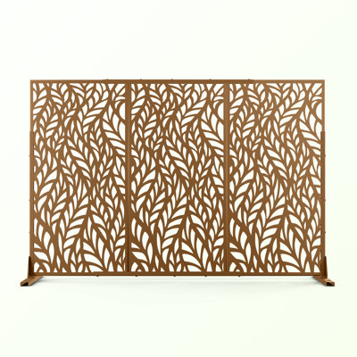 72" H x 47" W Metal Privacy Screen, Outdoor Privacy Screens - Decorative Outdoor Divider with Stand, Outdoor privacy Panels for Balcony & Patio
