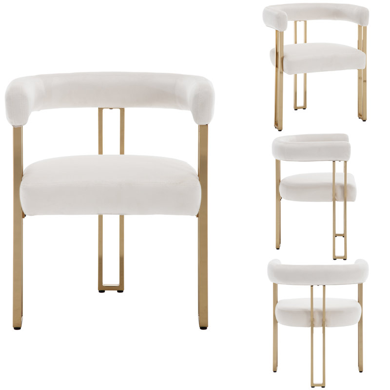 Chaises de salle à manger Barrel, Velours beige