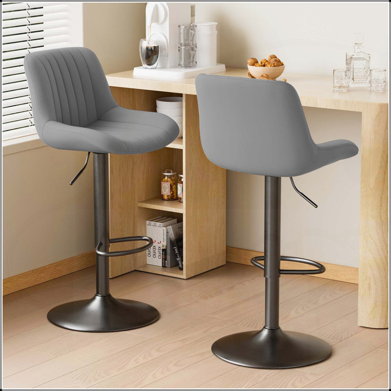 Ensemble de 2 tabourets de bar réglables et pivotants avec coussins en mousse haute densité, pour la cuisine à domicile et le comptoir