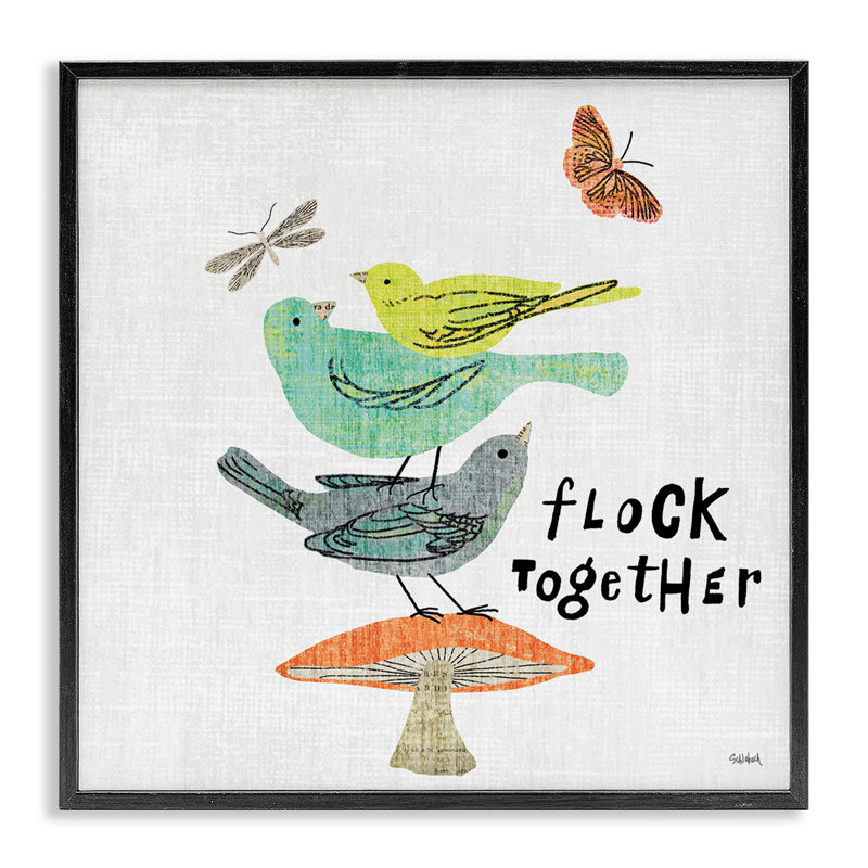«Flock Together Birds», art de la giclée encadrée par Sue Schlabach, Giclée encadrée noir minuit, H 17 po x l 17 po