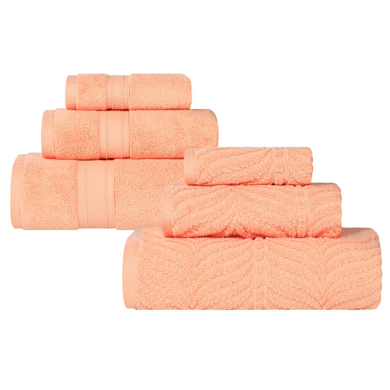 Ensemble de serviettes de bain 6 pièces en coton à jacquard Amaretto, Pêche