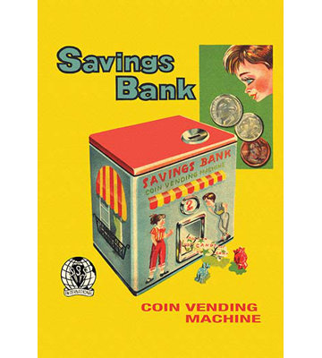 Affiche rétro "banking machine savings bank"