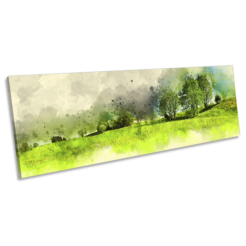 Modern Landscape Countryside Trees - Wrapped Canvas Panoramic Print, 30.48cm H x 91.44cm W