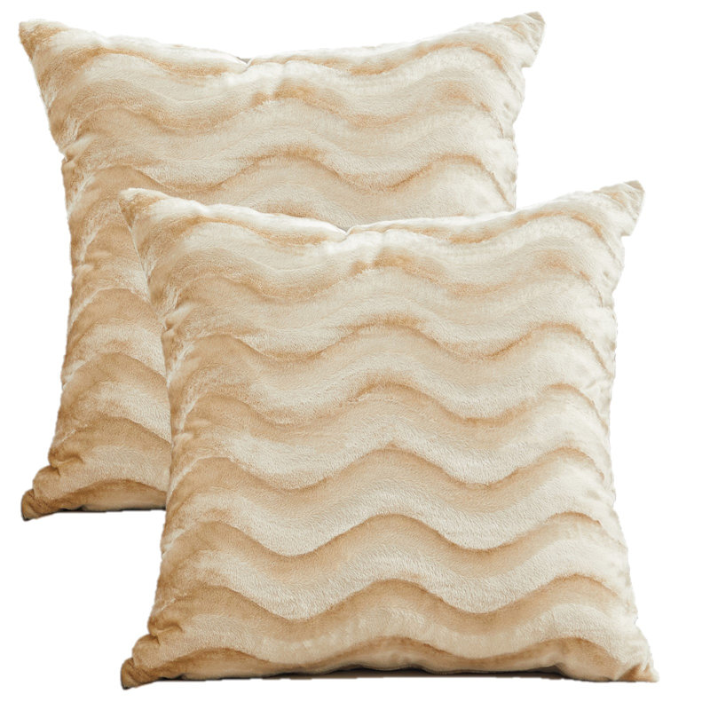 Housse de coussin décoratif Velvet Wave, Crème