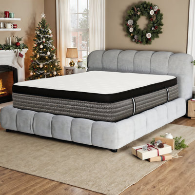 Matelas moelleux hybride rafraîchissant 12/14/16 pouces - mousse viscoélastique imprégnée de gel et technologie de ressorts ensachés pour soulager la pression et isoler les mouvements - double / grand / très grand / très grand californien