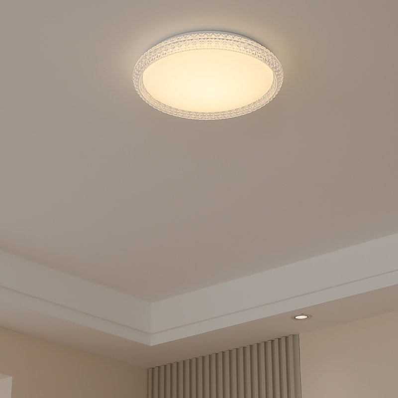 16 Inch White LED Crystal Ceiling Light Fixture, 24W Dimmable LED Modern Close to Ceiling Light, 3000K/4000K/5000K Adjustable Round Ceiling Chandelier for Bedroom, Hallway, ETL Listed