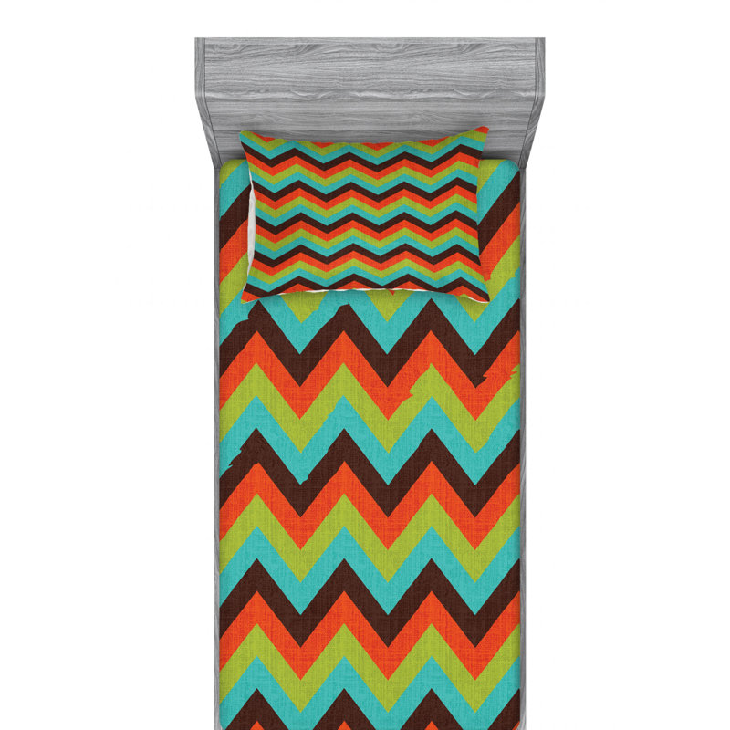 Microfiber Chevron Sheet Set, Twin XL Sheet Set with Fitted Sheet