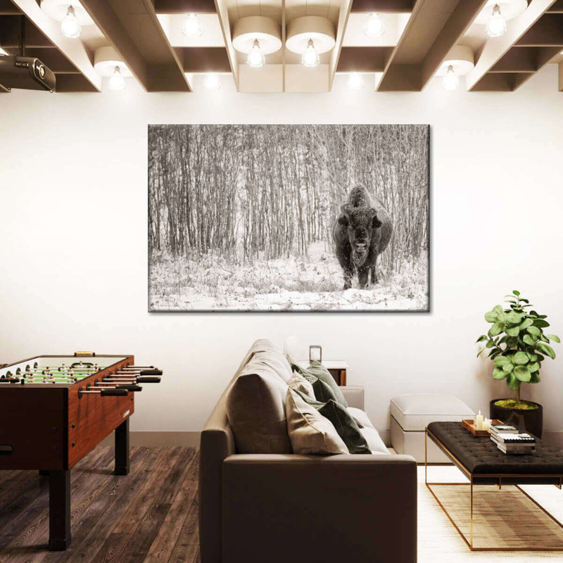 Bison in Winter Forest, reproduction sur toile, H 39 po x l 26 po x P 1,25 po
