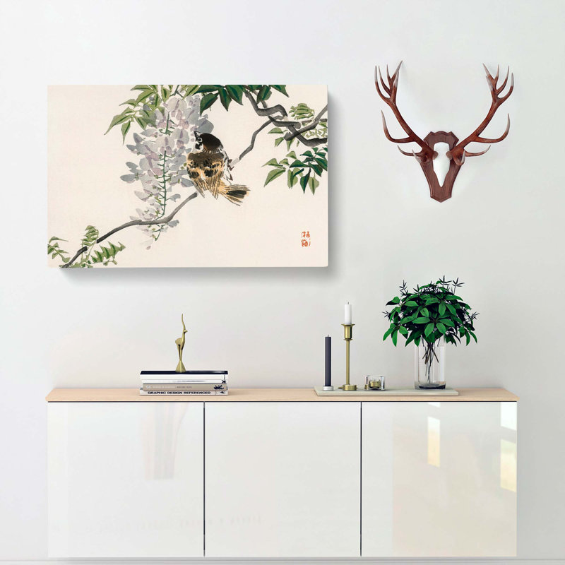 Sparrow On A Branch by Kono Bairei - Wrapped Canvas Print, 40cm H x 60cm W x 3cm D