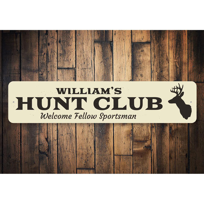 Enseigne en aluminium Hunt Club, H 6 po x l 24 po x P 0,063 po