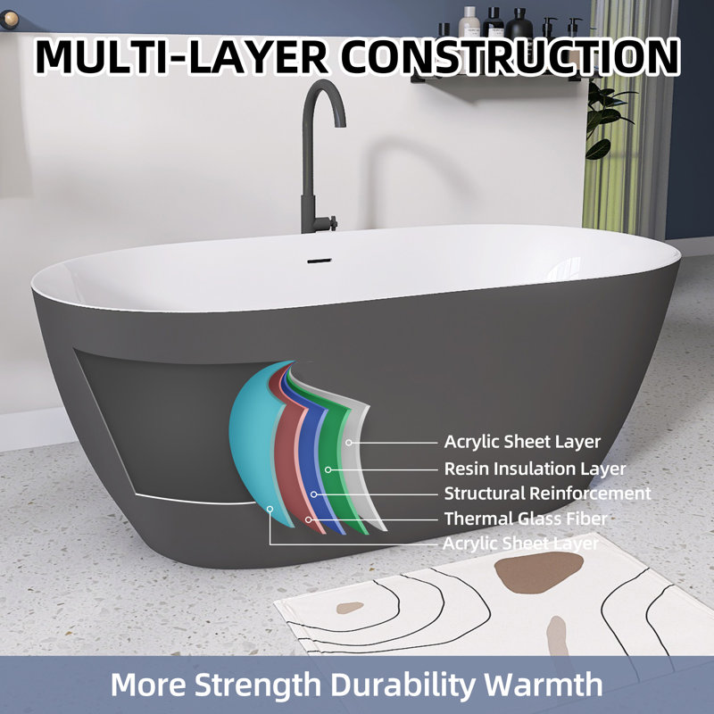Bathtubs 67'' x 29.5'' Soaking Acrylic Bathtub