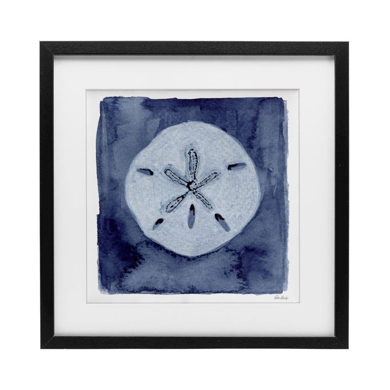 Sand Sand sur Indigo, reproduction encadrée sous verre, conception de Patti Bishop, H 16 po x l 16 po, Cadre noir minuit